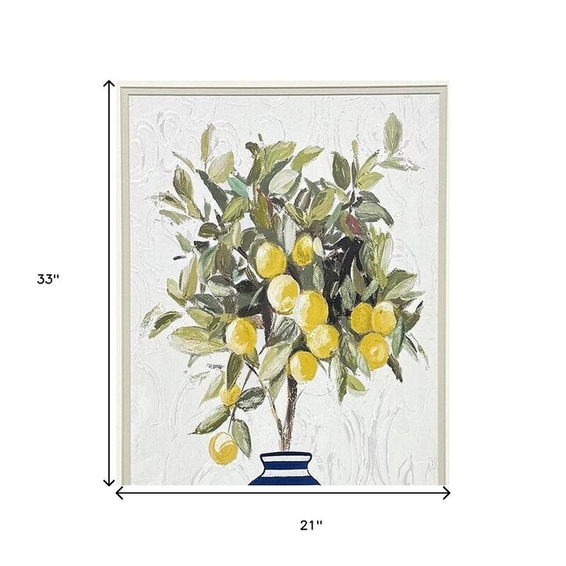 HomeRoots Set Of Two Lemon Tree Pot Brown Framed Wall Art