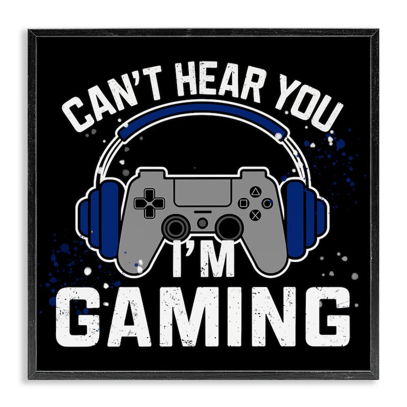 Stupell Can't Hear You Gaming Framed Giclee Art Design By Kim Allen - 17 x 17 - Black