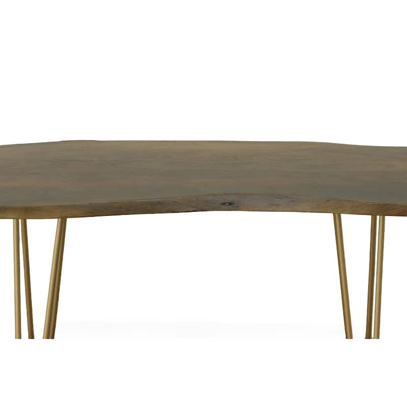 Carolina Living Seti Live Edge Coffee Table/Bench - Elm Top - Gold Base