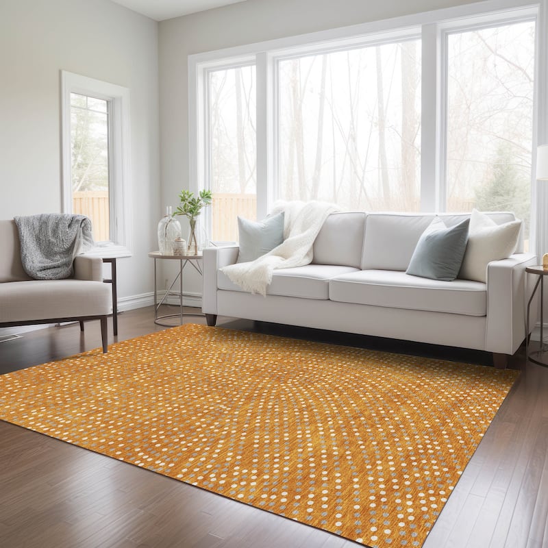 Machine Washable Indoor/ Outdoor Modern Dotty Chantille Rug