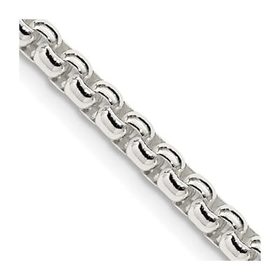 Curata 925 Sterling Silver 3.6mm Round Box Chain Necklace for Men