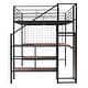 preview thumbnail 25 of 28, Full Size Metal Loft Bed with Desk, Metal Grid and Wardrobe, White