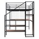 preview thumbnail 8 of 12, Full Size Metal Loft Bed with Desk and, Stylish Metal Frame with Lateral Storage Ladder and Wardrobe, Black