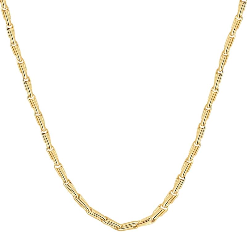 Bliss Diamond Yellow Gold Women's 24" Chain Necklace 15 Grams 4.5mm Thick - Yellow - 18 Inch - White