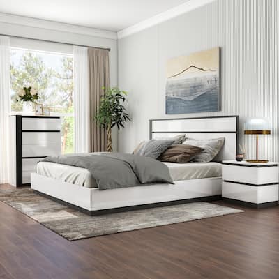 Furniture of America Conjira Modern 3-Piece White Wood Platform Bedroom Set
