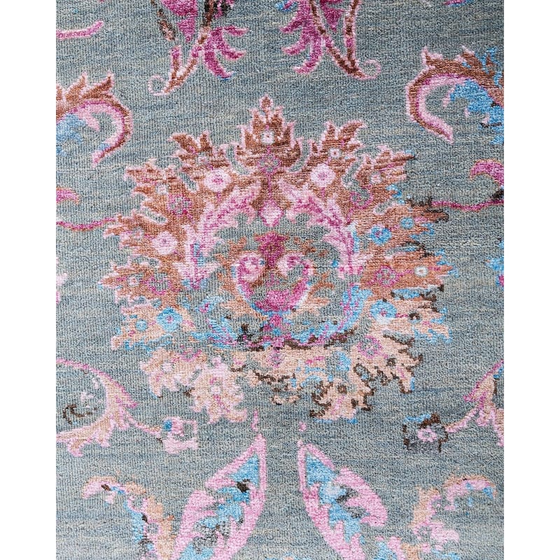 Ikat One-of-a-Kind Handmade Area Rug - Gray, 8' 2" x 9' 10" - 8' 2" x 9' 10"