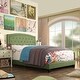 preview thumbnail 4 of 4, Carlin Tufted Upholstered Bed, Rubber Wood Platform Bed, Twin Size Green