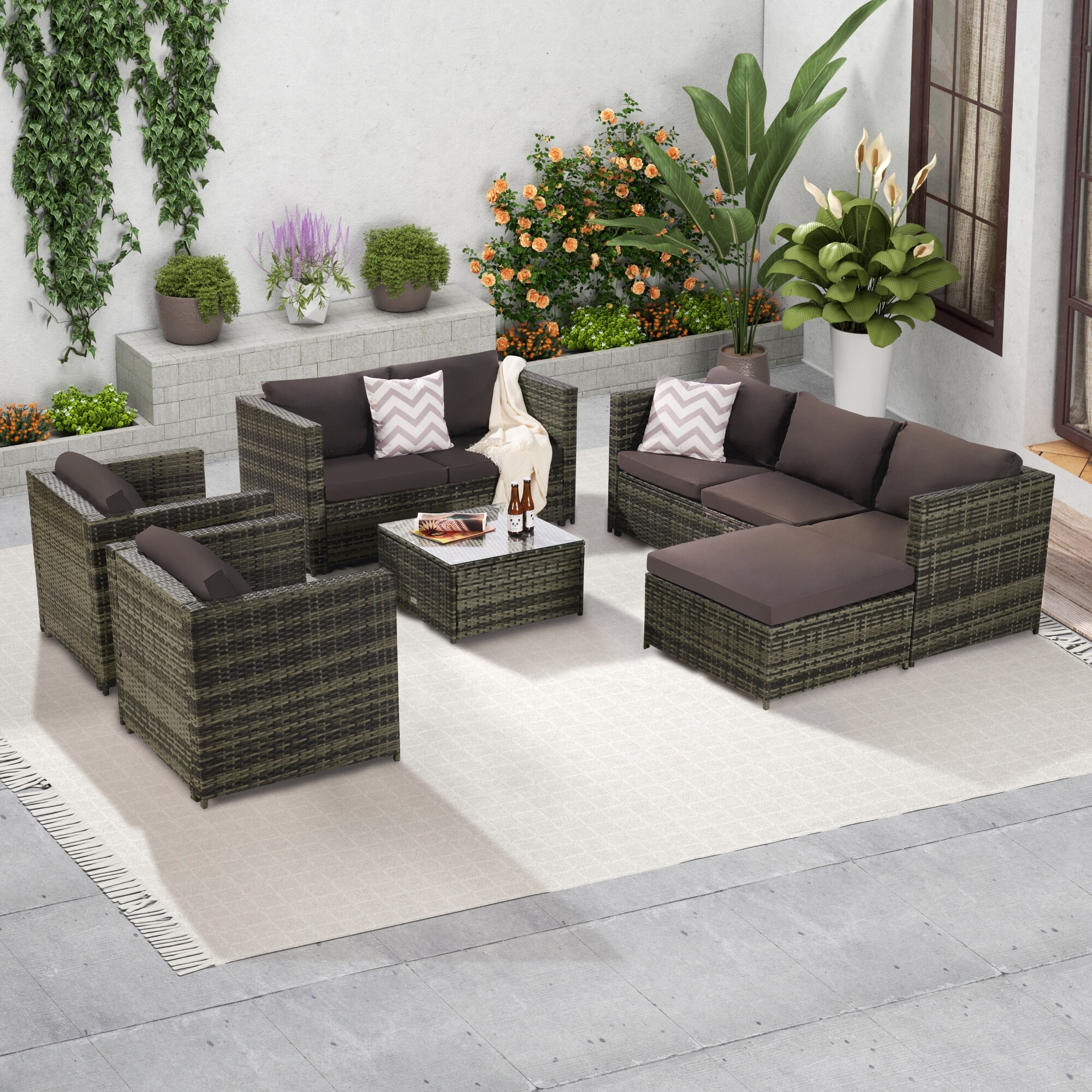 Rattan sofa shop bed garden