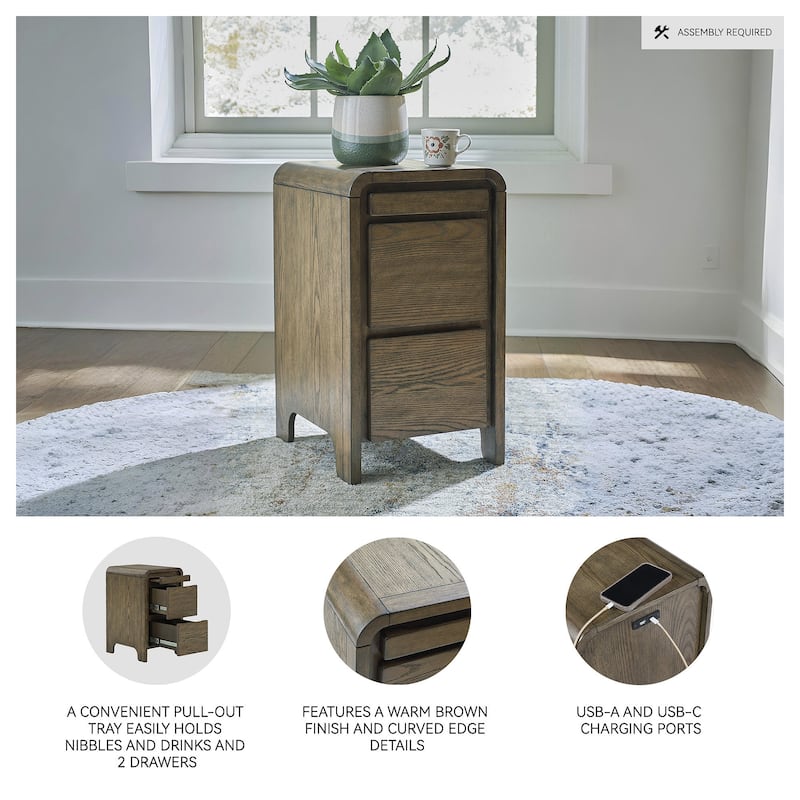 Signature Design by Ashley Jensworth Brown/Beige Accent Table - 14" W x 17" D x 25" H