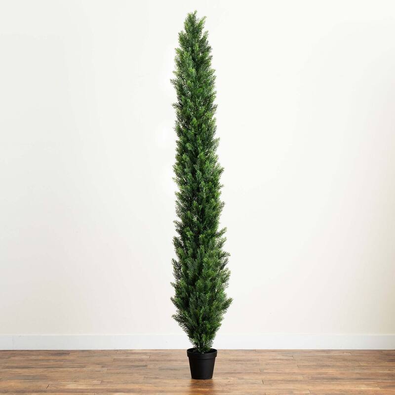9ft. UV Resistant Artificial Cedar Pine Tree (Indoor/Outdoor) - Durable Seasonal Holiday X-Mas Décor