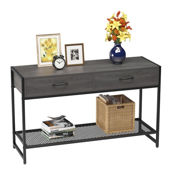 Elephance Sofa Console Table with 2 Drawers, 47 inch TV Stand for Living Room - Antique Oak. Opens flyout.