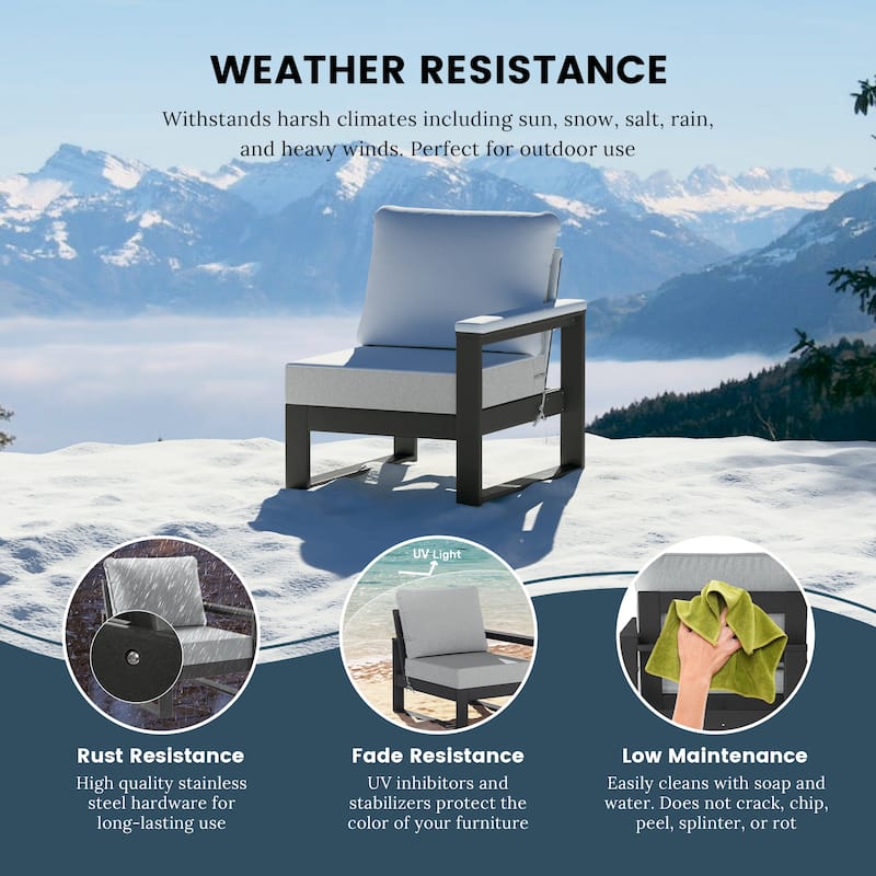 Polytrends Endless Patio Deep Seating Right Arm Chair with Gray Frame