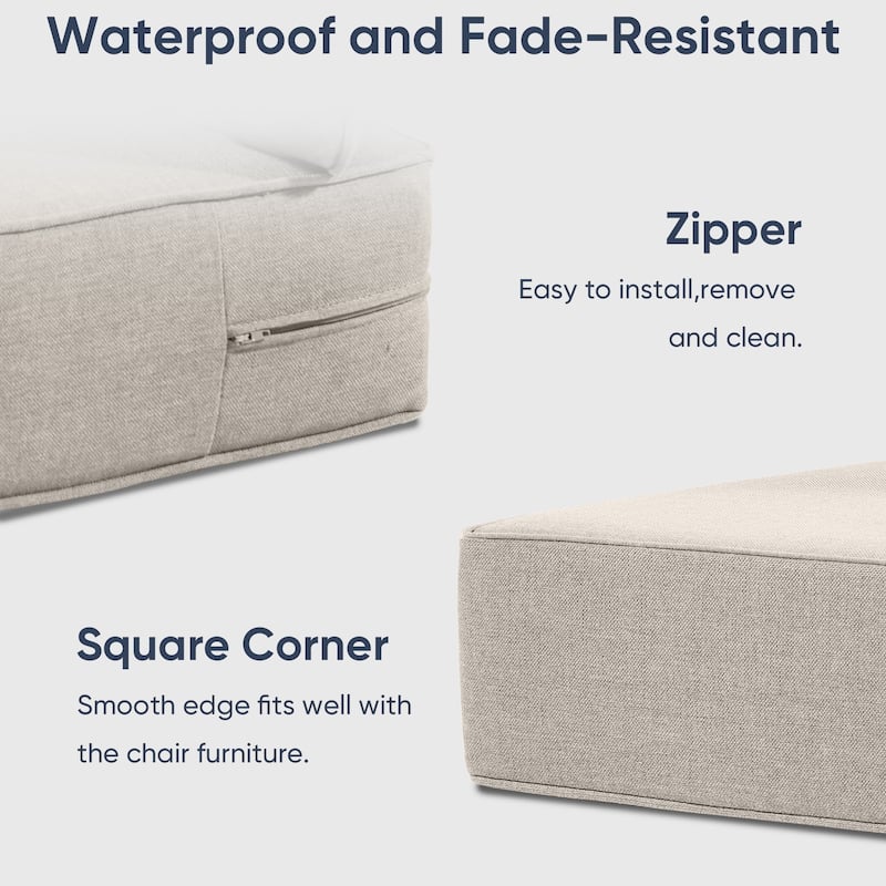 Outdoor Deep Seat Cushion 24 x 24 x 6 Inch - Beige - 6 Inch