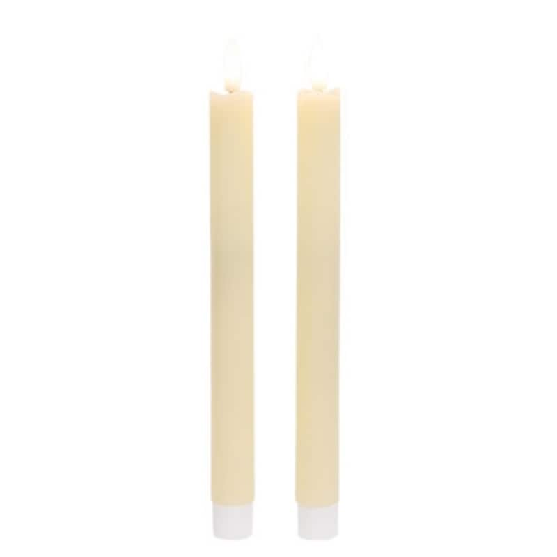 Wax Timer Taper Candles with Faux Flame for Home Decor Set of 2 - 1 x 1 x 10 in. - Ivory