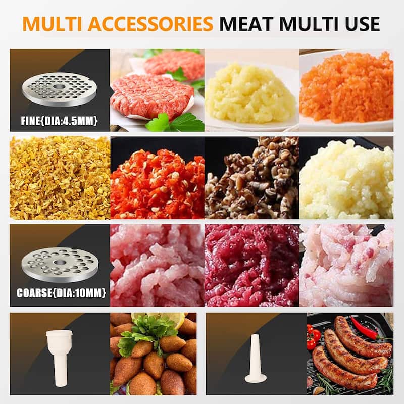 Anmytek Heavy Duty Stainless Steel Electric Meat Grinder with Sausage Stuffer 570 Watt - 13.38 in×11.61 in×7.08 in