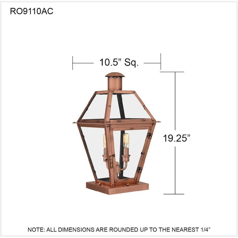 Rue De Royal 2-Light Aged Copper Outdoor Pier Mount Light