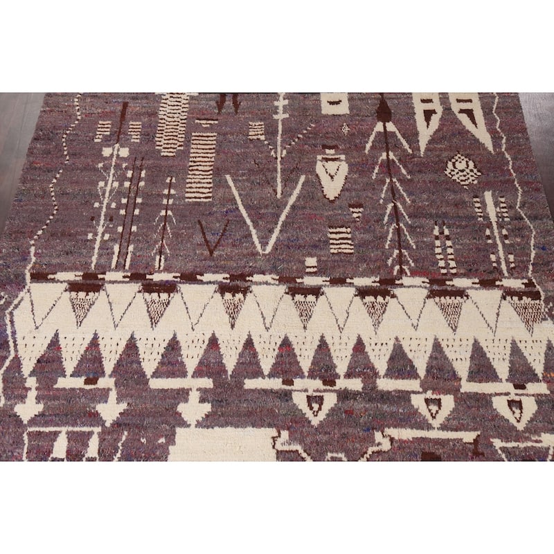 Tribal Geometric Oriental Moroccan Area Rug Hand-knotted Wool Carpet - 9'10" x 13'10"