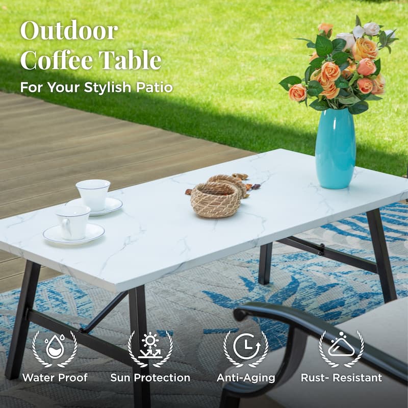 MAISON ARTS Patio Conversation Sets 5/7/9-Seat, Sofa Set with 2 Single Sofa Chairs, 3-Seater Sofa, Ottoman and Coffee Table