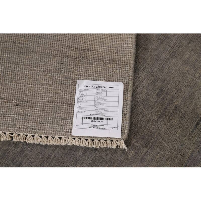 Gray Gabbeh Modern Rug Hand-Knotted Wool Carpet - 3'10"x 5'10"