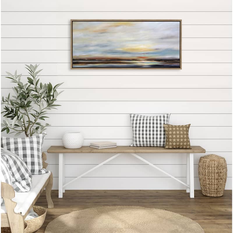 Kate and Laurel Sylvie Carolina Sunset Framed Canvas by Mary Sparrow