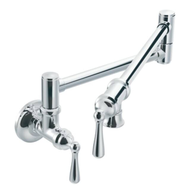 Moen Traditional Pot Filler Double Handle Wall Mount Kitchen Pot