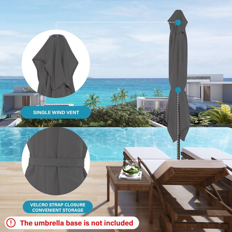 6.5*10ft Rectangular Patio Market Umbrella with Crank & Tilt, UV & Water-Resistant Canopy