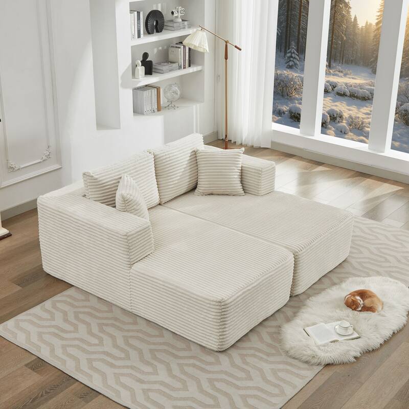 106" Modern Corduroy Sectional Sofa with Right/Left Chaise No Assembly Required