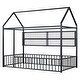 preview thumbnail 7 of 40, Twin Size Metal Bed House Bed Frame with Fence and Four Metal Grid Shelves