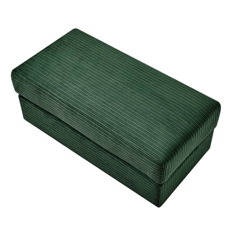 41.7" Modern Green Corduroy Sofa with Storage, Ottoman, USB Ports, Cup Holders & Phone Holder
