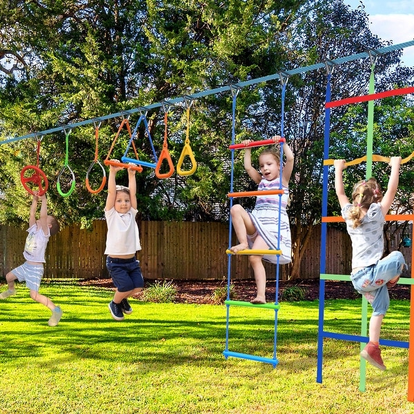 Hapfan 50FT Ninja Warrior Obstacle Course for Kids with Swing