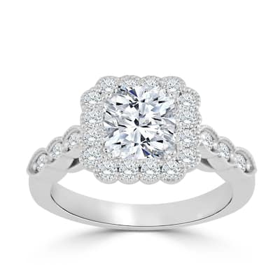 Auriya 14k Gold 1 3/4ctw Vintage Cushion-cut Halo Diamond Engagement Ring (H-I, SI1-SI2)