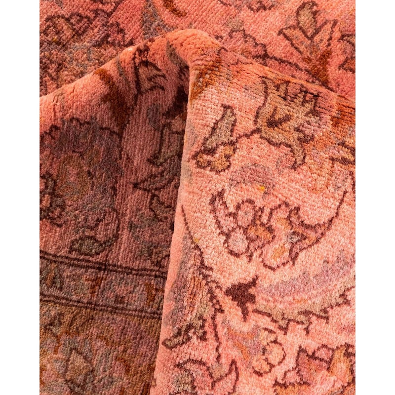 Overton Hand Knotted Wool Vintage Inspired Modern Contemporary Overdyed Pink Area Rug - 3' 2" x 5' 3"