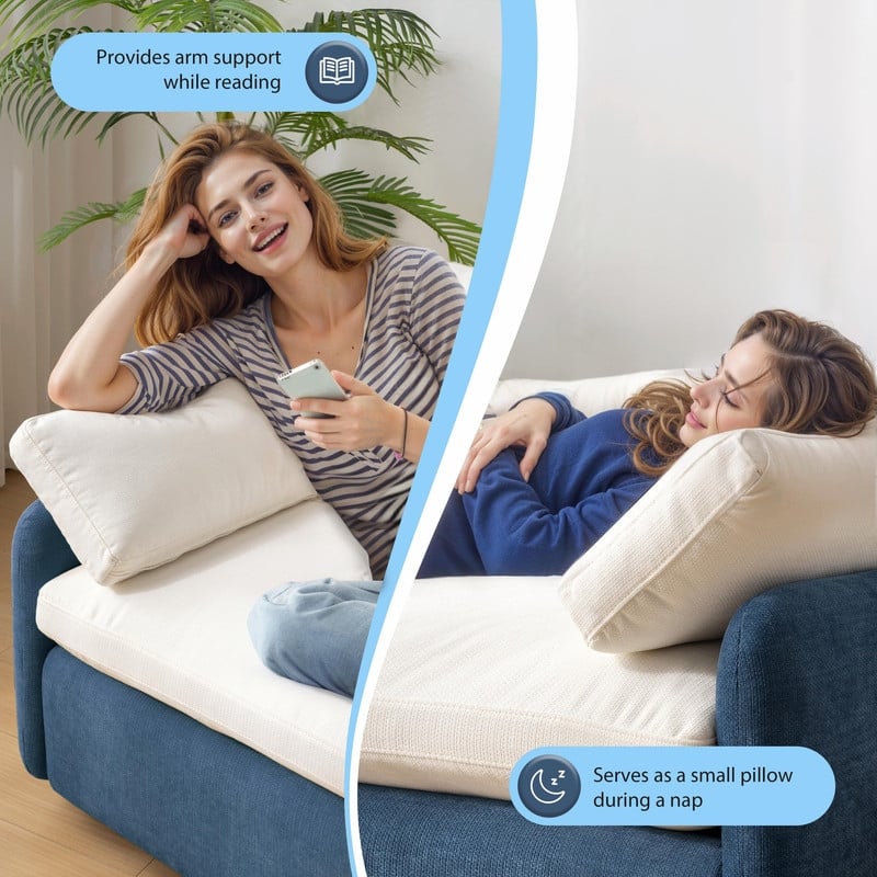 50" Oversized Chenille Accent Chair, Wide Deep Seat Upholstered Armchair with Pillows