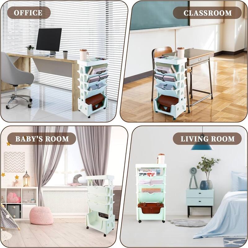 5 Tier Book Rack Storage Bookshelf - 7.1"D x 15.7"W x 29.9"H