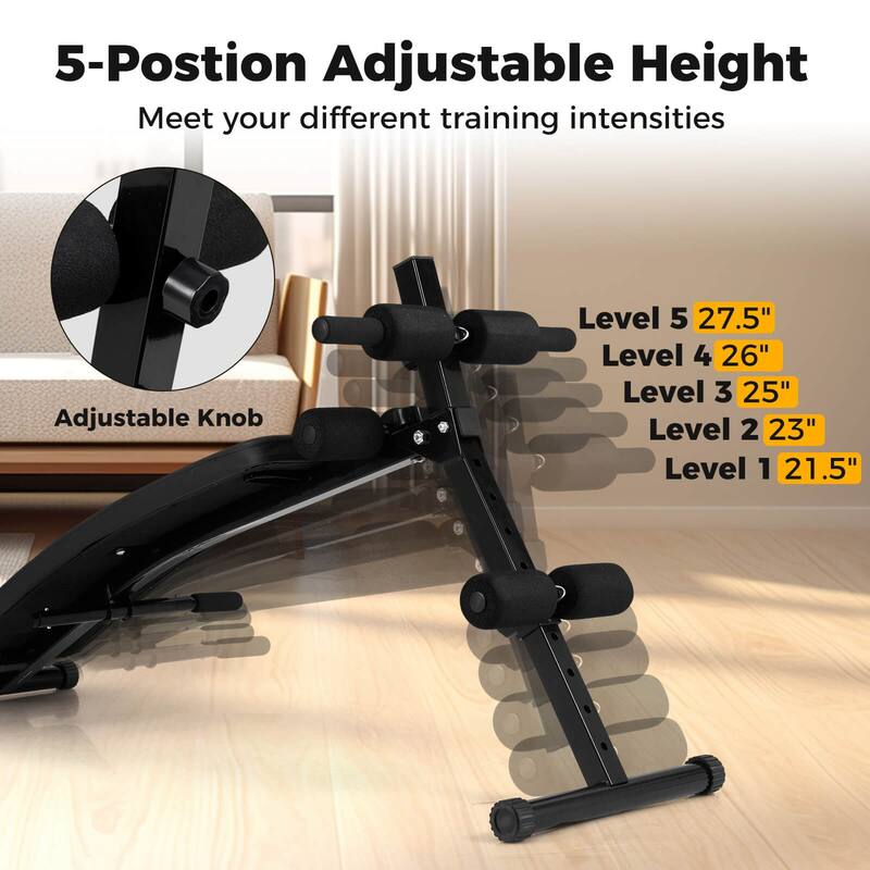 Goplus Full Body Sit Up Bench, Abdominal Workout Bench with 5-Position - as pic shows - See Details