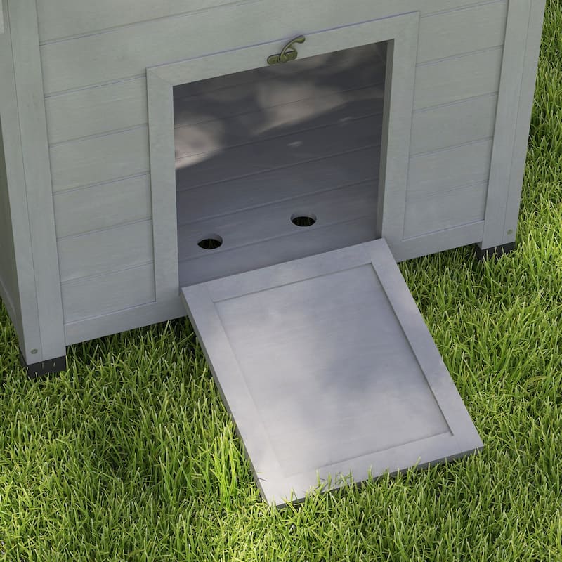 PawHut Duck Coop, Wooden Duck House, Outdoor Small Animal House with Openable Roof, Double Doors, Removable Base