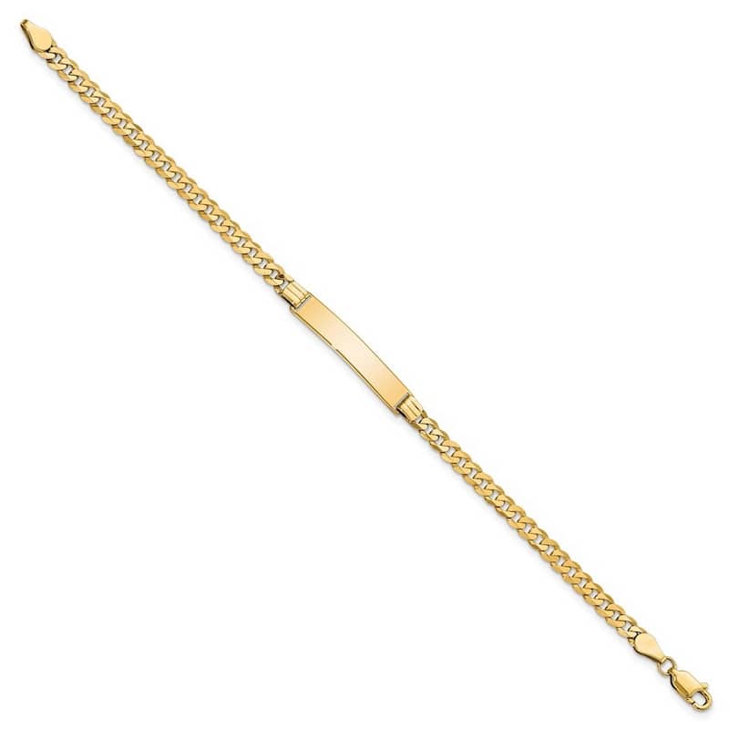 Curata 5.5mm 14k Yellow Gold Engravable Flat Curb Link ID Bracelet