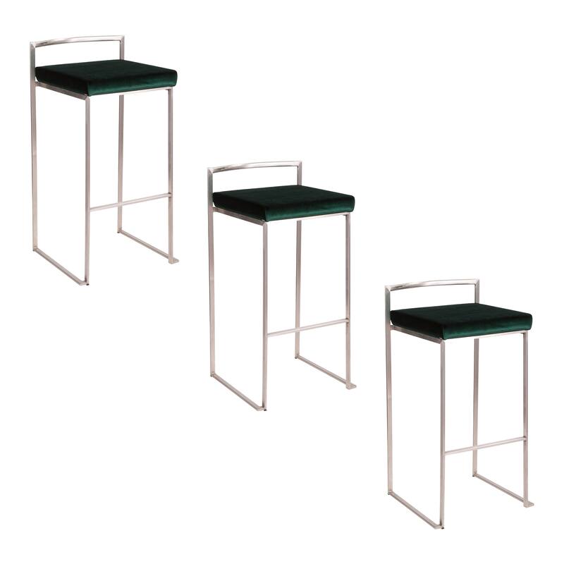 Silver Orchid Forrest Stainless Steel Stackable Fully Welded Bar Stool (Set of 3)