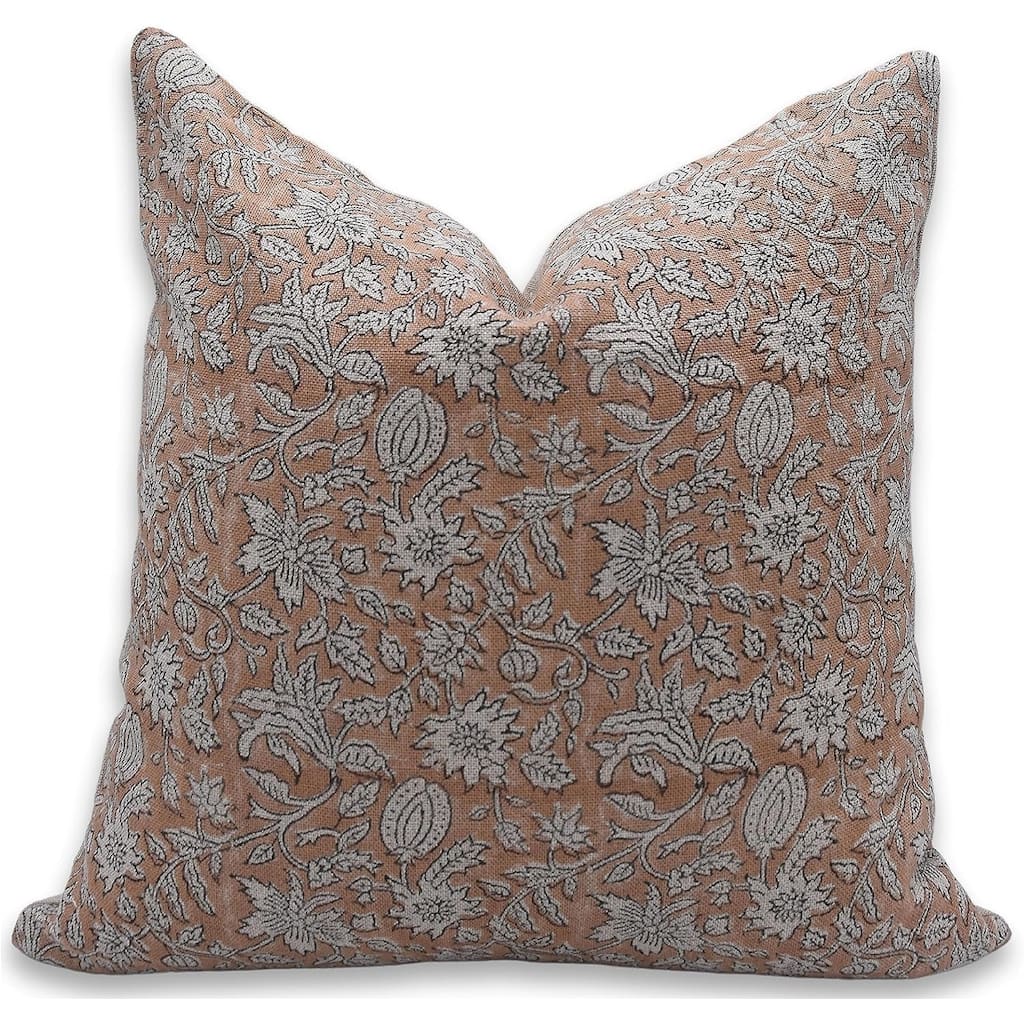 Linen Bohemian Block print pillow Cover - Manikarnika