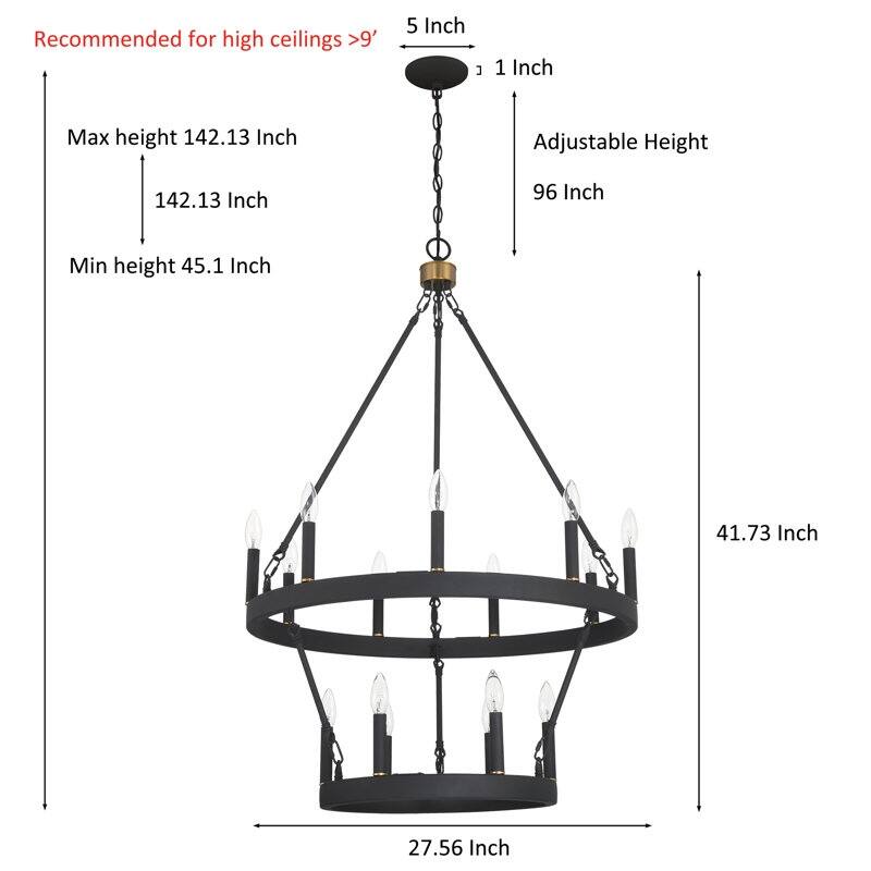 Acroma 15-light Farmhouse Black Tiered Chandelier for Dining Room - 27.5 inches
