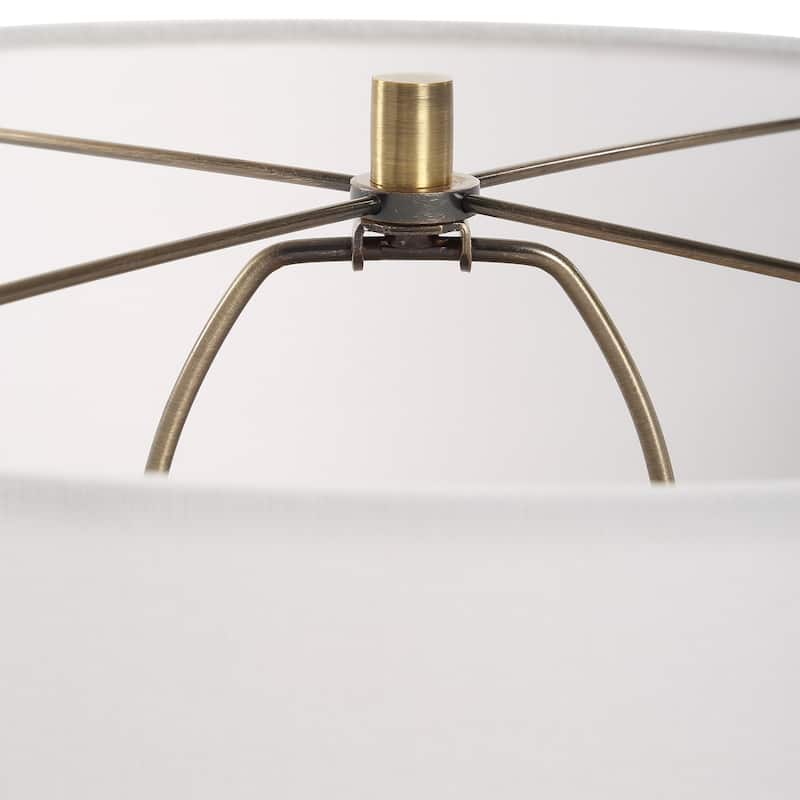 Ceramic Table Lamp with White Drum Shade - 27.75" - Beige