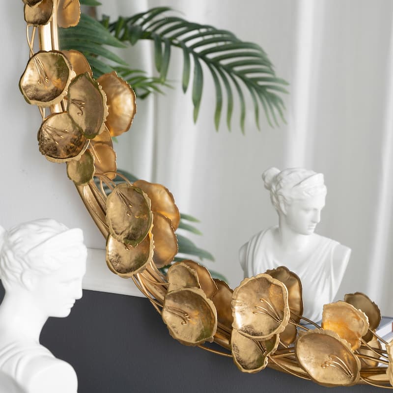 Wall Mirror with Golden Leaf Accents,Designed by CUSchoice