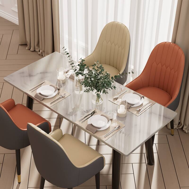 Microfiber Silicone Leather Upholstered Dining Chairs (Set of 2)