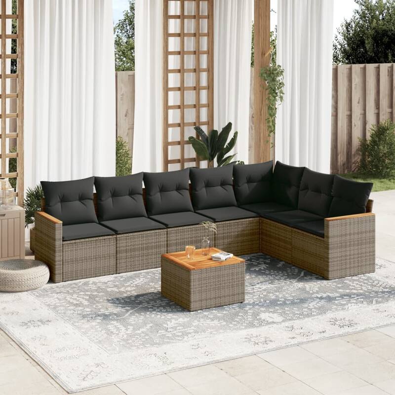 vidaXL Garden Sofa Set Black - 24.4 x 24.4 x 27.2 - Gray Large With table
