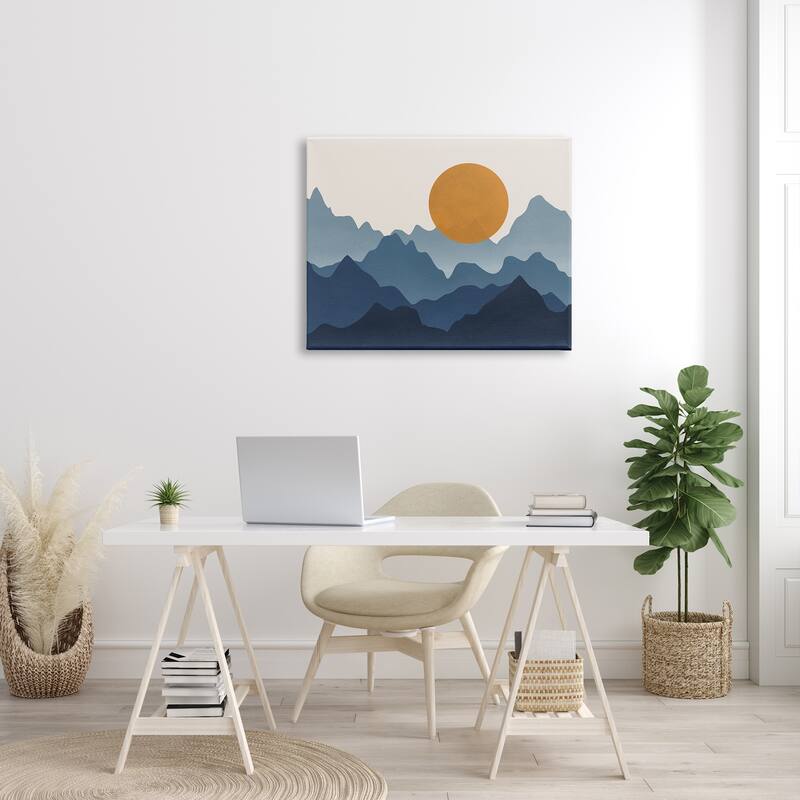 Stupell Rising Sun Jagged Layered Mountain Range Peaks Canvas Wall Art, Design by JJ Design House LLC