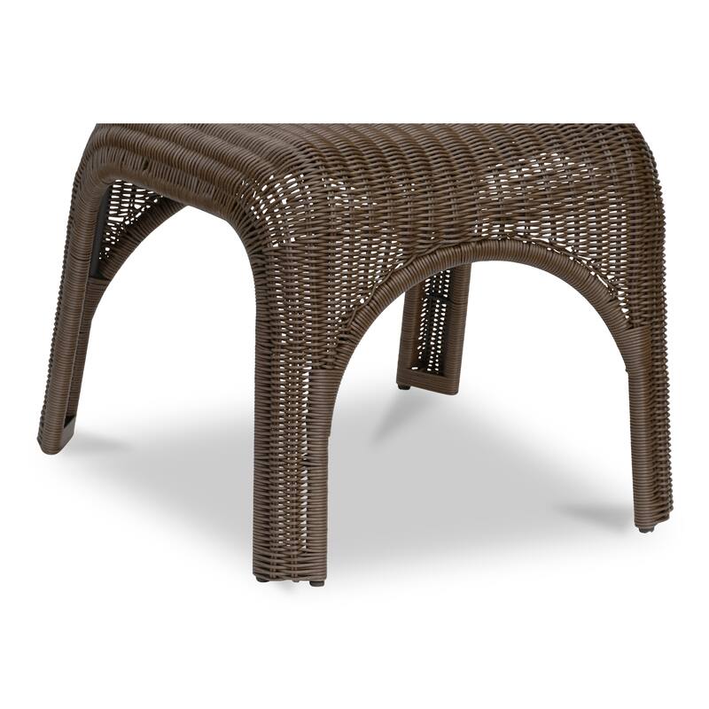 NADAAL STUDIOS Maireth Outdoor Dining Chair, Curved Wicker Design, Iron Frame, Brown Finish - Set of 2
