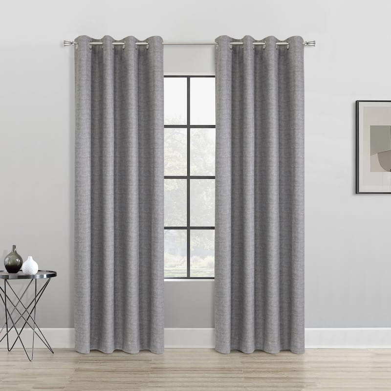 Mason Texture Printed Blackout Grommet Curtain Panel - Grey - 52" x 108"