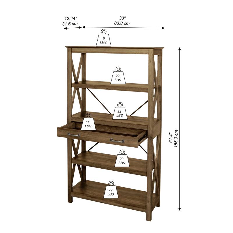 Saint Birch Honduras Transitional Four-Shelf Bookcase