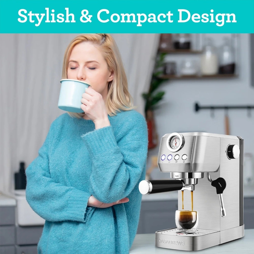 Save 10% on CASABREWS 20-Bar Espresso Coffee Machine with Powerful Steam Wand @ Overstock