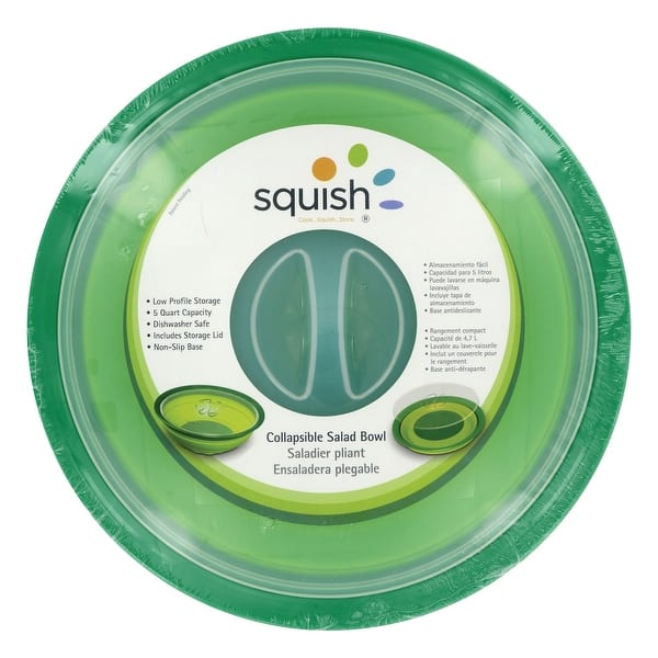 Squish Collapsible Salad Bowl with Lid - 5 Quart Covered Dish